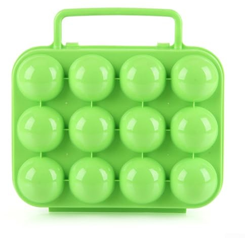 ZiStarlilife Boîte de rangement pour œufs portable, 12 cavités empilables pour camping, pique-nique et cuisine, en plastique ABS résistant aux chocs et à l'usure, 20 x 19,5 cm (vert)