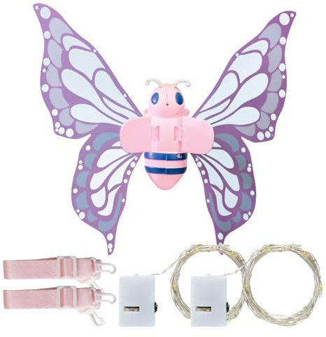 Elektrisk fjärilsving - älvingar, ljusa leksaker, musikaliska leksaker | Barnstorlek med blinkande och musikfunktion, mobila älvvingar för barn, rosa, Se référer au descriptif