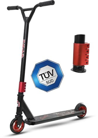 Habib Gruppe TÜV-geprüfter Stunt Scooter 360° Lenkung – Trick Roller für Kinder & Erwachsene | 110mm PU alukern Räder, Stuntscooter mit Ständer ABEC 9 Kugellagern | Robust, Leicht, 100kg Max.