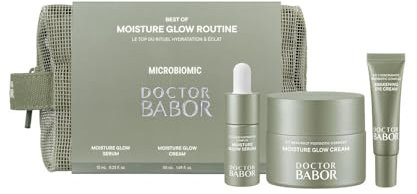 BABOR Moisture Glow Routine Set, Set bestehend aus Feuchtigkeitsserum, -Creme und -Augencreme, für trockene Haut, 3 Teile