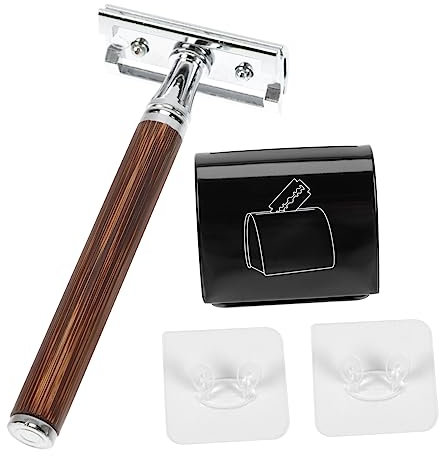 VICASKY Rasoir De Sécurité Manuel à Manche En Bambou Vintage Anti-rouille Pour Homme Rasage Doux Quotidien Sans Lame Boîte De Rangement