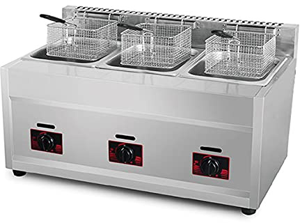 Friteuse à gaz, friteuse à gaz, friteuse en Acier Inoxydable, 12 L, contrôle de la température, Panier à Huile Amovible pour la Cuisson sur comptoir des Aliments familiau