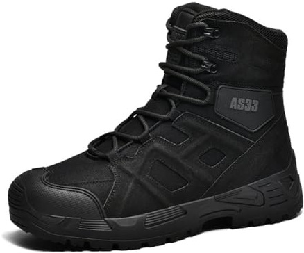 Waterproof Hiking Boots High Top Camping Walking Shoes Slip Resistant Shock Absorbing Trekking Shoes Outdoor Combat Training Black 8