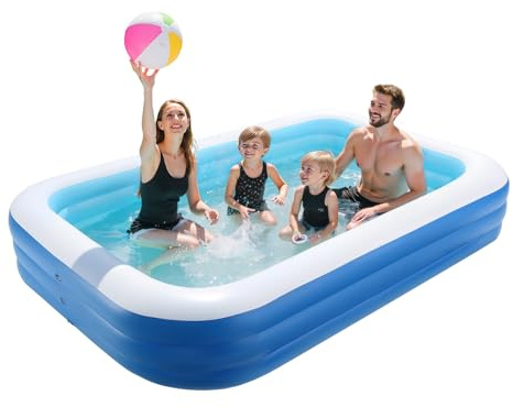 VEVOR Piscina Hinchable Rectangular 300 x 170,2 x 50,8 cm Piscina Inflable de PVC Diseño Estable con Parches de Reparación para Niños, Adultos, Familia, Interior, Exterior, Fiesta Acuática de Verano