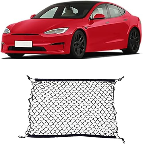 RQLCS Car Boot Cargo Net for Tesla Model S Plaid X 2012~2023 2015, Boot Nets Storage Nylon Net Elastic Mesh Organizer Net Adjustable Elastic Load Securing Net