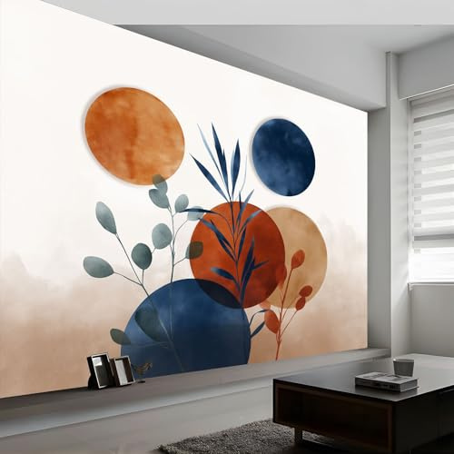 Générique Terracotta Papier Peint Photo Panoramique, Abstrait Minimalisme Plantes Fresque Murale Intissé 150 x 105 cm (L x H) – Décoration Murale Pour Salon Chambre D'Enfants et Restaurant