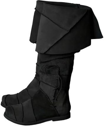 Generisch Botas de vaquero para hombre, planas, de poliuretano, botas de verano, unisex, renacentista, zapatos medievales, zapatillas de motociclismo, zapatos descalzos, cosplay, disfraz vikingo