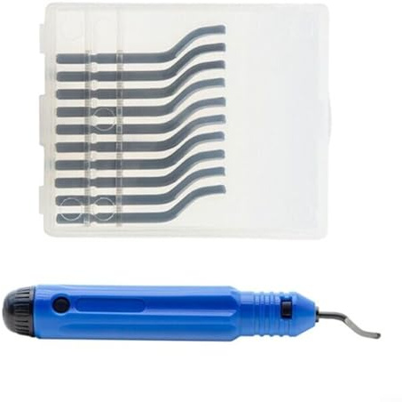 Trayne Entgraten Werkzeug Kit HSS Rotationswerkzeuge mit ABS Griff und Knopfentriegelung 10-teiliges Set für glatte Kantenbearbeitung auf Metallmaterialien