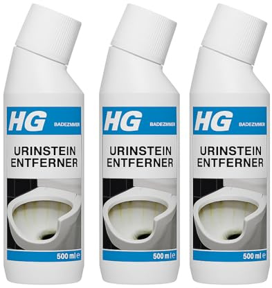HG Urinstein Entferner - 3er Set, Toilettenreiniger, Badreiniger, WC, Kalk & Urinstein