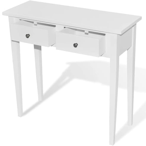 Gecheer Tavolo console da trucco, tavolo con 2 cassetti bianco per camera da letto