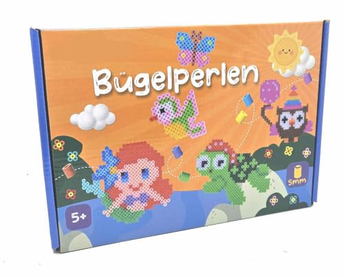 Hama Happy Price Toys Midi-strykpärlor (Kon-15) i paket med 8 färger (grön, brun, grå, rödbrun, ljusbrun, beige, violettröd, mullbär) + strykinstruktioner med 3 designmallar