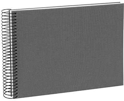 goldbuch 20725 Spiralalbum Bella Vista, Foto Album 24x 17cm, Fotoalbum mit 40 weiße Seiten, Erinnerungsalbum aus Leinen, Fotobuch für Bilder und Fotos zum Einkleben, Grau