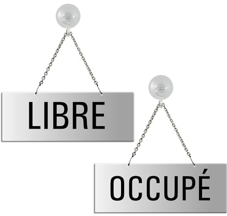 Panneau recto-verso Libre-Occupé en Aluminium anodisé avec Ventouse 175x65 mm No.31226-ES