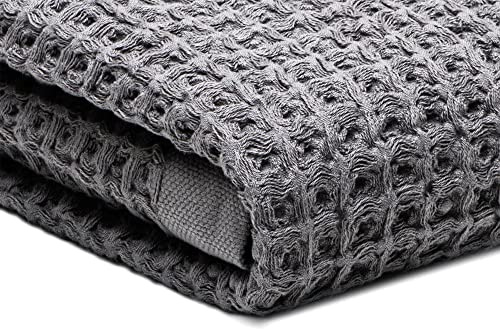 SUTERA Silverthread Bath Towel | Antimicrobial Towel with Silver Ion Technology | Waffle Weave Design, Plush, Lightweight, and Quick-Drying for Everyday or Spa Use | 31 x 57 (Grey)