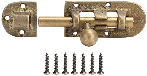 Vintage Schieberiegel aus Messing, Bolzenriegel Türriegel Türverschluss Antike Tür Fenster Schiebeschloss Schnalle für Tor, Holztür, Sektionaltor, 10x3 cm