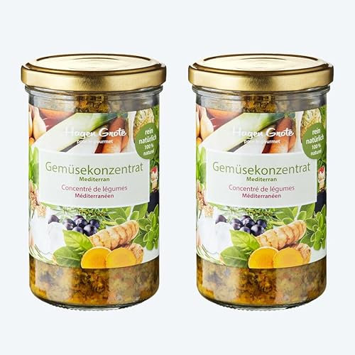 Hagen Grote Gemüsekonzentrat Mediterran, 2 x 250 g Glas, 100% natürliche Zutaten, vielfältig einsetzbar, voller Gemüsegeschmack, mit Balsamico und typisch italienischen Gewürzen