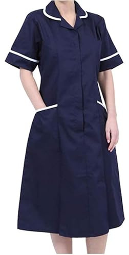 Skywear Ladies Healthcare Tunic Dress – Nurses Uniform Workwear for Women – Medical, Beauty, Dental, Therapist & Carers - Navy, Size 14