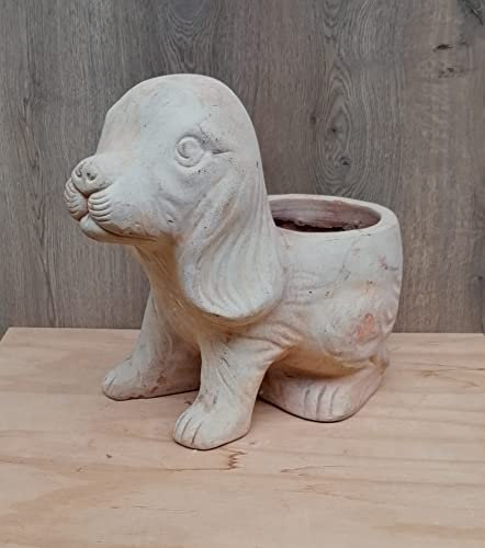 Hund zum Bepflanzen ca. 45 cm breit echt Terracotta Pflanzschale Blumentopf Übertopf für Garten Wohnung Balkon Terrasse Deko Tier Landleben Bauernhof