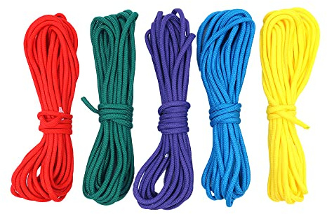 Namvo 5pcs 16.5Ft Paracord Set, Parachute Cord Rope Outdoor Survival Tent Guide Rope Set for DIY Manual Braiding Making Bracelets Key Chain Dog Collar Lanyards