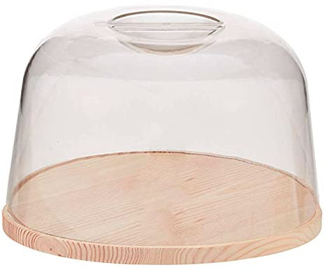 Artema Cloche à fromage ronde, couvercle transparent en méthacrylate et base en bois, récipient pour ranger fromage ou charcuterie, 22 cm