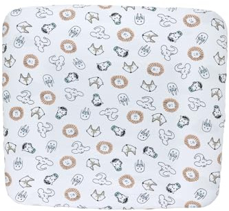 Meyco Baby Wickelauflagenbezug 85x75cm Animal Baumwolle Mehrfarbig | 100 % Baumwolle, Wickelunterlage, weich, hautfreundlich, feuchtigkeitsabsorbierend, pflegeleicht, maschinenwaschbar