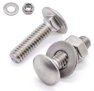 M10-1,5 x 20 mm (6 juegos) perno de carro de acero inoxidable DIN603 con tuerca hexagonal y arandela plana, Tornillo con Palometa, acero inoxidable 304 18-8, por Glvaner