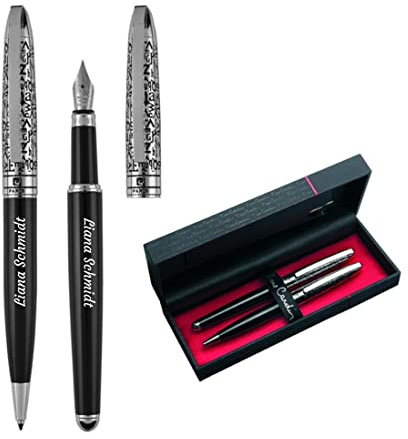 Pierre Cardin® JACQUES Set aus Kugelschreiber und Füllfederhalter mit Gravur | Premium Stifte | Etui | edel | personalisiertes Geschenk | Namen | graviert | Jahrestag | Geburtstag