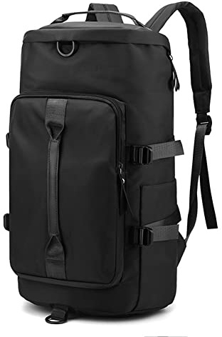 Hixingo Borsa Palestra con Scomparto per Scarpe, Borsone Viaggio Borse Piscina Sportiva Duffel Bag per Uomo Donna Pieghevole Borsa a Tracolla Campeggio Sport Fitness (27x27x45cm,Nero)