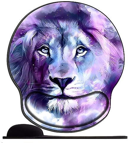 Tapis de Souris avec Repose Poignet Lion Starry Sky Animal Ergonomique Repose Poignet Gel avec Gel Antidérapant à Base de PU Tapis Souris Ergonomique Support Souris pour Bureau