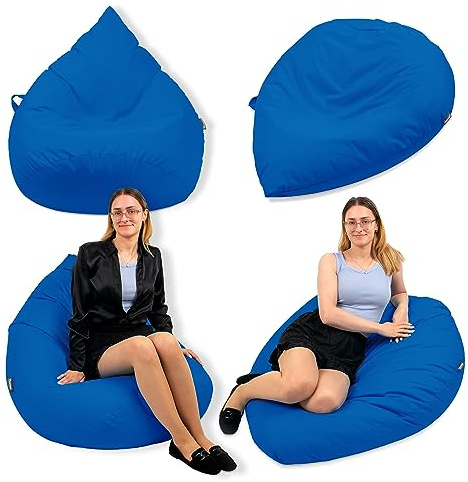 Droplet-Lounge Sitzsack Tropfenform XL 70cm | Sitzkissen Outdoor Indoor Kinder | Bean Bag Bodenkissen mit Füllung | Oxford 600D Oeko-TEX | wasserabweisend (Blau)