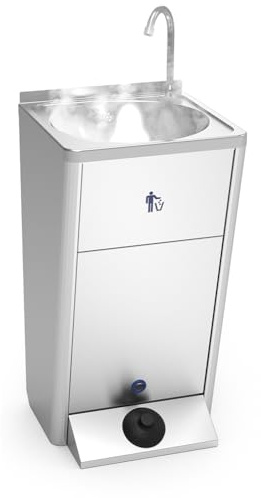 Lioninox Handwaschbecken, freistehend, Edelstahl, Warmwasser, 220 V (kalte Orte), 450 x 450 x 850 mm