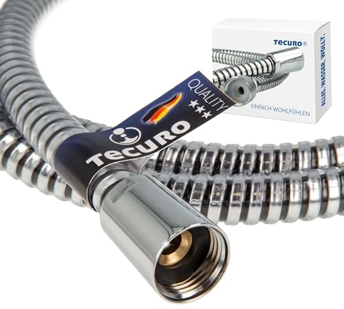 tecuro 300 cm Brauseschlauch ROYAL 1/2 Zoll Drehkonusmutter x 1/2 Zoll Rändelmutter, metalleffekt, Trinkwasser-Konform, KTW BWGL, DIN EN 1113