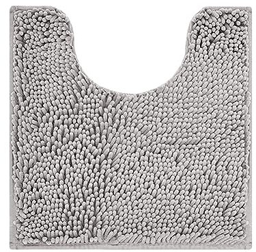 Reyox Alfombrillas de Baño Felpilla Suave, Alfombras Baño Antideslizante Absorbente Lavable, Tapete WC en Forma de U Gris Claro 50x50cm