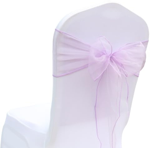 Wisafory Lot de 20 nœuds en Organza Pour Chaise de Mariage - Pour décoration de Chaise de Mariage - Violet