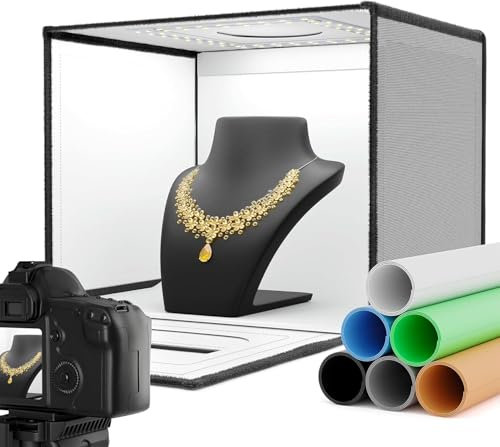 RALENO Boîte Photo, 40x30 cm Studio Photo, Kit de Tente de Photographie Portable Pliable, 24W LED, 5500K, 97 CRI pour Photographie de Produits