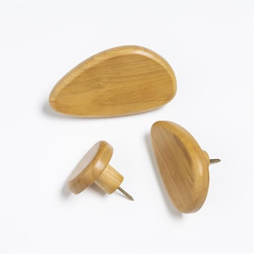 Terra Home 3 er Set Wandhaken Wandgarderobe Holzhaken Tropenform Vollholz, für Badezimmer, Wohnzimmer, Kinderzimmer, Flur,Garderobe, zum Schrauben (Eichen Optik)