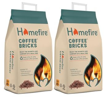 Homefire Coffee Briquettes for Wood Burners, Fire Pits, Chimineas and Multi-fuel Stoves, Made Using Recycled Materials 7 kg (Pack of 2)
