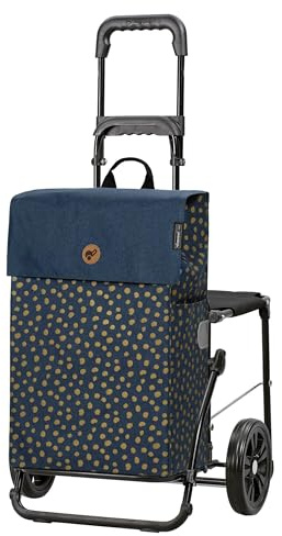 ANDERSEN Einkaufstrolley - Komfort Shopper Fita blau | mit Sitz, klappbar, aus Stahl, bis 50 kg - Tasche mit Seitentasche, Innenfach, Reflektoren, 47 L