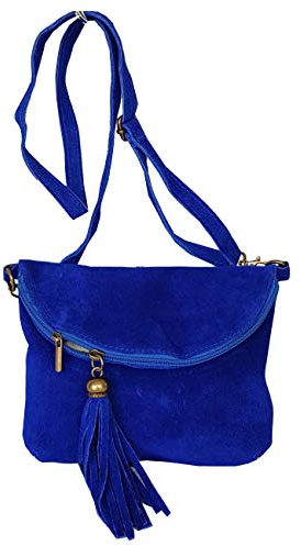 zarolo Damen Leder Tasche,kleine Schultertasche,Umhängetasche mit Fransen,echtes Wildleder