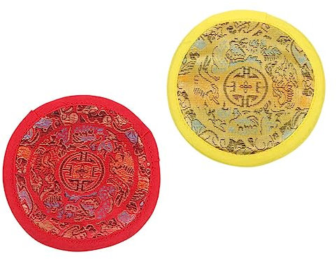 2 Stück Buddha-Klangschalenkissen, Klangschalenmatte, religiöses Kissen, singendes spirituelles Schalenkissen, abgerundete Schalenmatte, Buddha-Klangschalenpolster, Kreiskissen, buddhistisches Zube