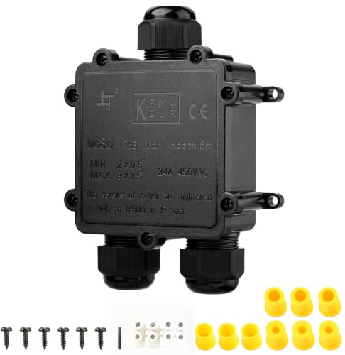 Tynoscco IP68 Wasserdichte Kabelanschlussdose, 3-Wege Y-Form Outdoor Kabelverbinder, Abzweigdosen Wasserdicht Verteilerdose, Anschlussdosen, Kabelboxen, für 4-14 mm Kabel, Schwarz
