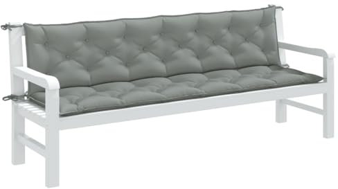 ZEYUAN Gartenbank-Auflagen 2 STK. Melange Hellgrau 200x50x7 cm Stoff, Terrassenmöbel, Wetterfeste Bank, Outdoor Bank, Parkbank, Garten Banken, Deko Bank, Gartenmöbel - 4002630