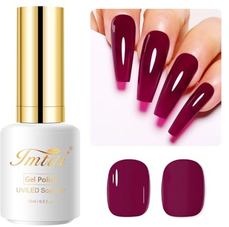Imtiti Rot UV Nagellack, 15ML Kirschen Chutney Rot UV Gel Nagellack Soak Off Led Gel Nail Polish Herbst Winter Gel Nagellack DIY Nagel Kunst Starter Maniküre Salon Gellack UV Kit