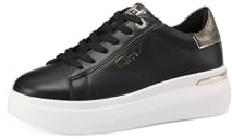 QUEEN HELENA Sneakers in Pelle Platform Scarpe da Ginnastica Casual Donna QH8003 (Nero, Sistema Taglie Calzature EU, Adulto, Donna, Numero, Media, 39)