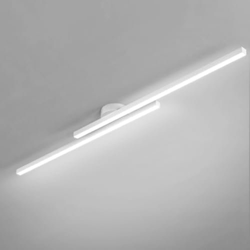 Jadssox Plafonnier linéaire à LED, long lustre moderne, plafonnier à encastrer à intensité variable, luminaire minimaliste proche du plafond, pour cuisine, chambre à coucher, salon, bureau, télécomman