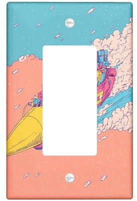 Santa Rocket Light Switch Cover Plate, Colorful Holiday Decor for Xmas, Fun Winter Wall Decoration for Home, Standard Size Single Rocker