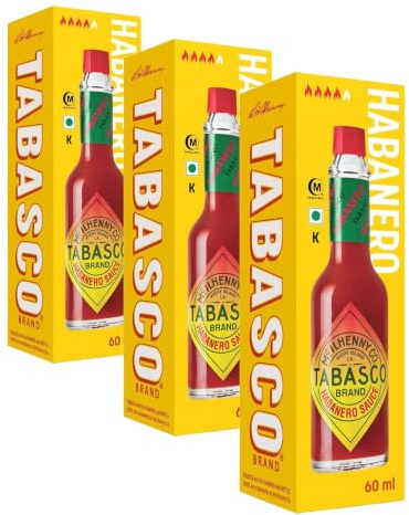 Tabasco Habanero - Salsa Picante Sabor Fuerte, Elaborada Con Chiles Habaneros, Ideal Para Dar Un Toque Atrevido A La Cocina, 60 ml (Paquete de 3)
