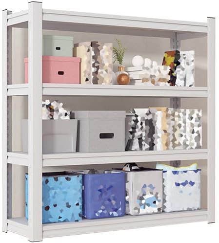 WIGING 4-stöckiges Lagerregal, Metallregal, Verstellbar Industrielles Mehrzweckregal Für Lager Keller Vorratsschrank Balkon Supermarkt(150x50x138cm)