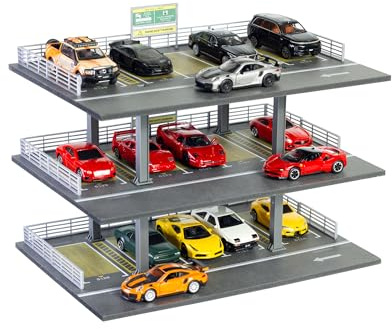 Parking Garage Building 1/64 Scale Display Case 3 Layers with 15 Parking Spaces Parking Garage Moldel for Diecast Toy Car Storage Collect Gifts