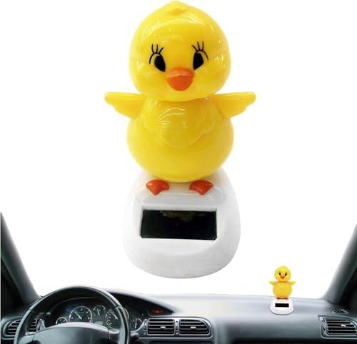 Yellow Solar Dancing Chicken – Bobblehead Toy, Cute Powered Figure Energy Dancing Funny Dashboard Moving Chicken Figurine Animal Bobblehead Dashboard Wobbling Powered Moving Figurine Car Decor Gift
